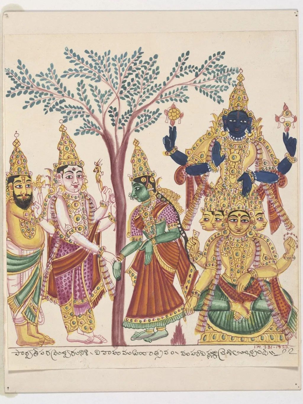 The marriage of Shiva and Parvati (Kalyanasundaramurti)., by Unknown, paint, 1820