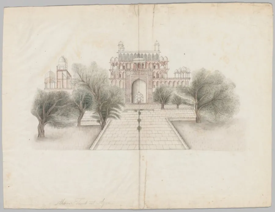 The Mausoleum of Akbar at Secundrabad, by Unknown, 1804