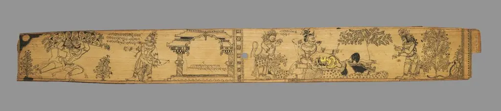 The Monkeys and Bears Fight Ravana and His Demons (verso), from a Romance of Chandrabhanu and Lavanyavati of Upendra Bhanja (Indian, died 1740), by Unknown