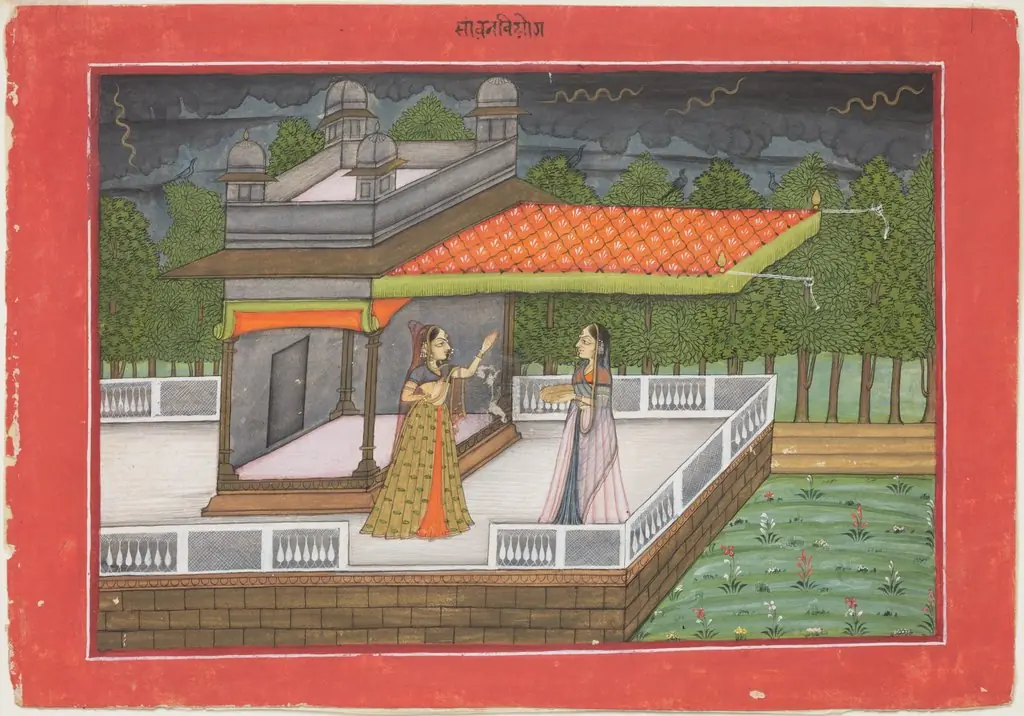 The Month of Shravana (July-August), from a manuscript of the Barahmasa ("Twelve Months"), by Unknown
