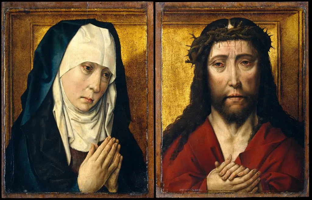 The Mourning Virgin; The Man of Sorrows, by Unknown, 1600