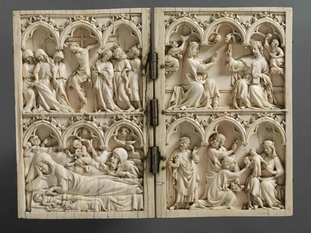 The Nativity, the Adoration of the Magi, the Crucifixion and the Coronation of the Virgin, by Unknown, 1350