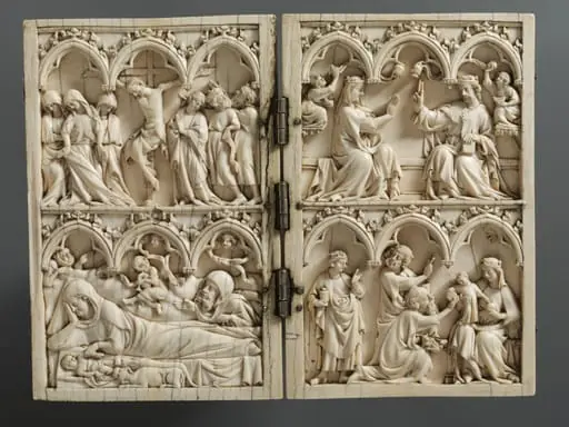 The Nativity, the Adoration of the Magi, the Crucifixion and the Coronation of the Virgin, by Unknown