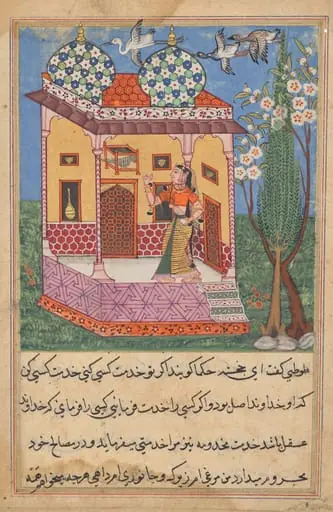 The Parrot Addresses Khujasta at the Beginning of the Twenty-sixth Night, from a Tuti-nama (Tales of a Parrot), by Unknown