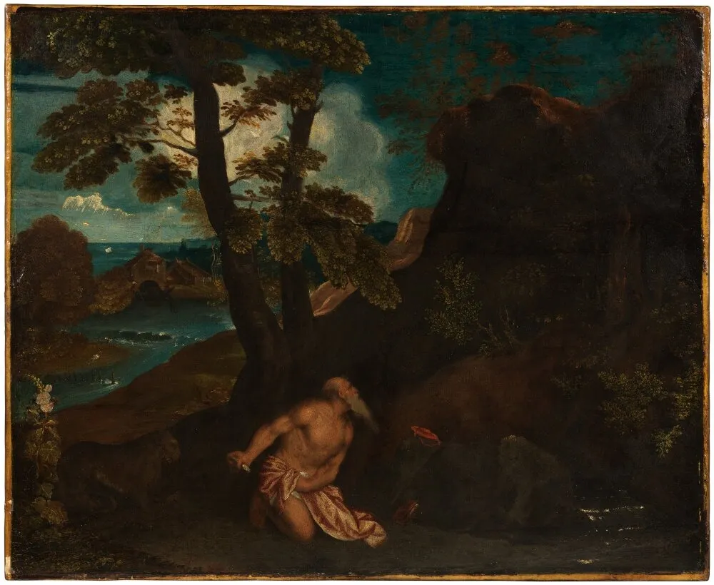 The Penitent St Jerome in the Moonlight, by Unknown, oil, 1545