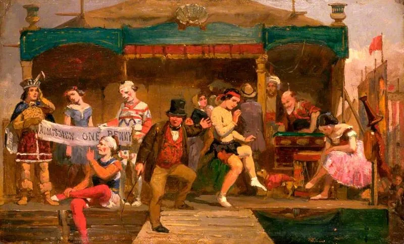 The Penny Show, by Unknown, oil, 1850