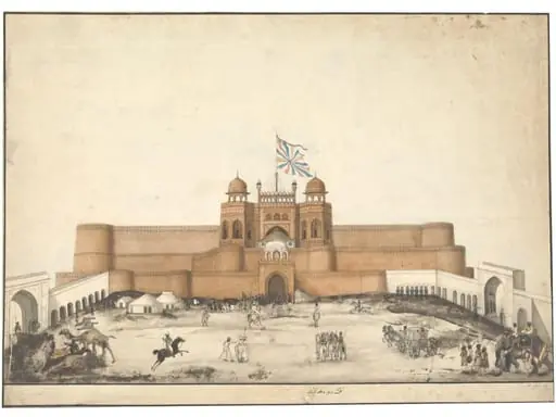 The Red fort, Agra, flying a Union Flag, by Unknown