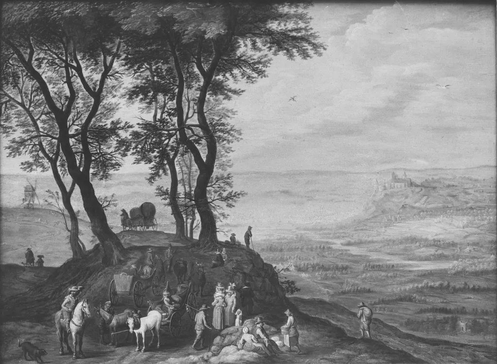 The Road to the Market, by Unknown, oil, 1648