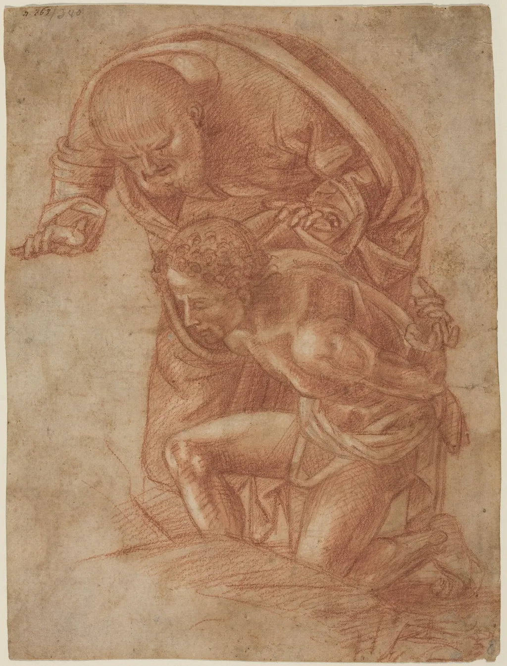 The Sacrifice of Isaac, by Unknown, chalk, 1500