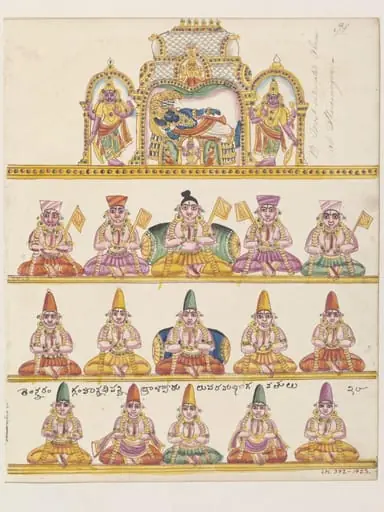 The shrine of Vishnu and the fifteen alvars and bhaktas of the Vaishnava cult., by Unknown
