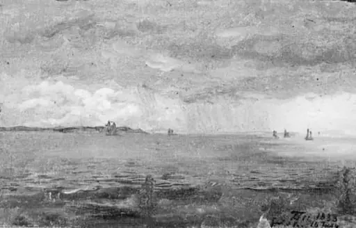 The Sound with Rain Clouds and Ships in the Background, by Unknown