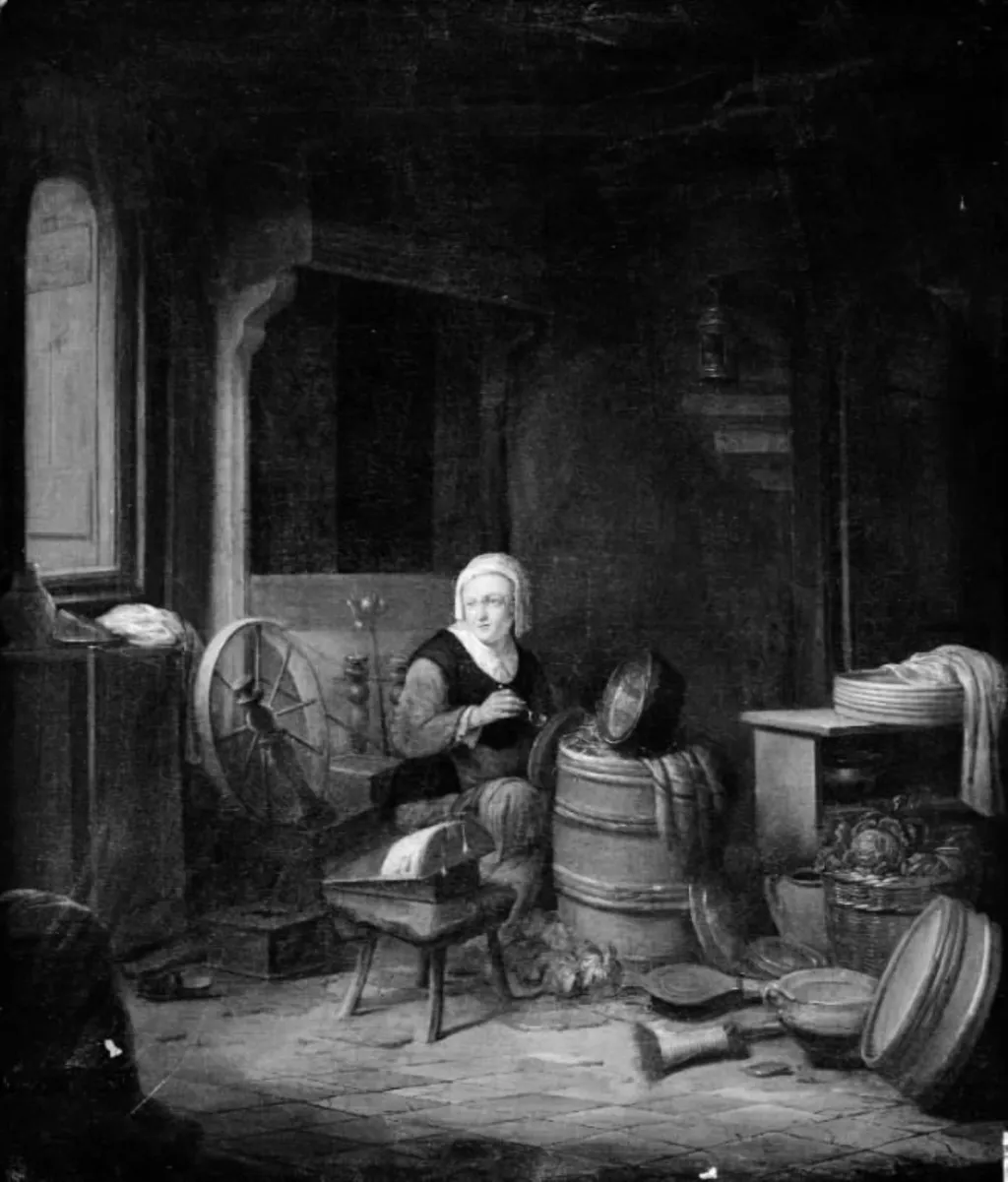The Spinner's Meal, by Unknown, 1750