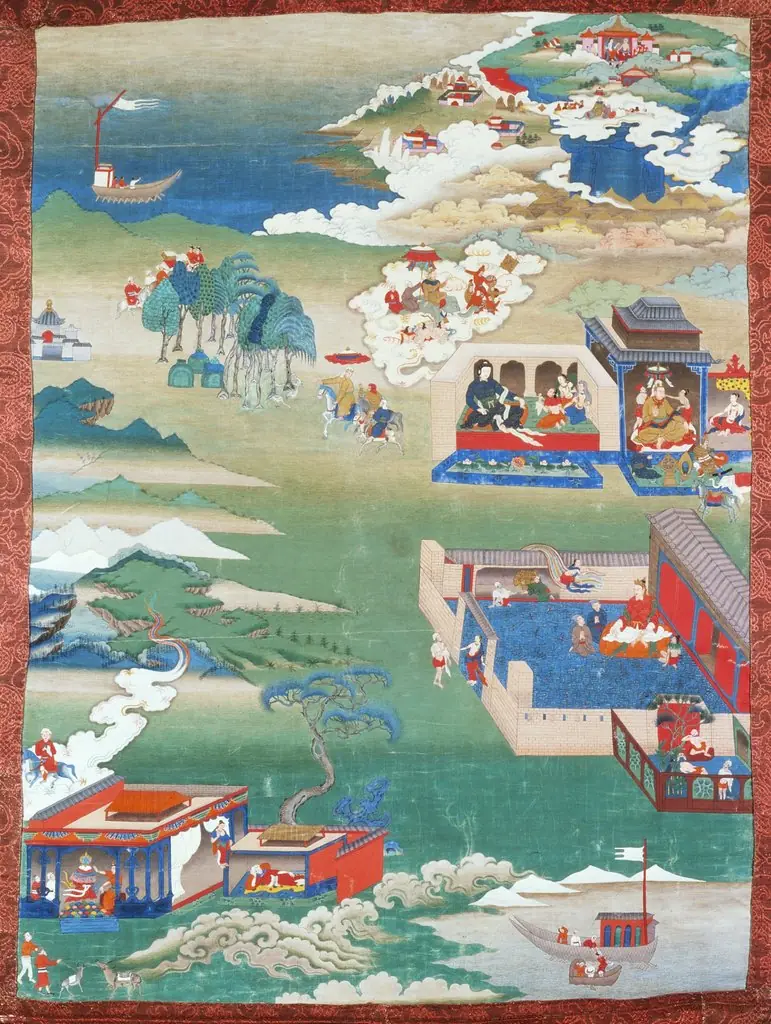 The Story of King Mandhatar; The Story of King Candraprabha; The Tale of the Island of Vadaradvipa, Painting from an Avadana Kalpalata Jataka Series, by Unknown