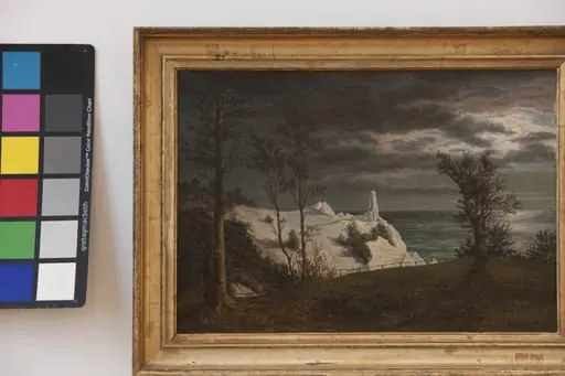 The "Summer Spire" on the Chalk Cliffs of the Island Møn. Moonlight, by Unknown