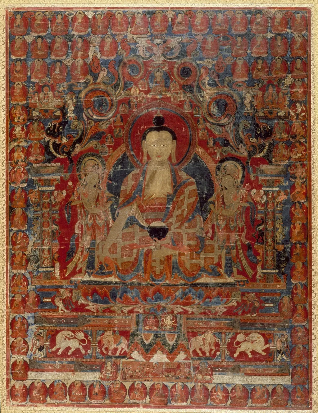 The Supreme Physician (Bhaishajyaguru) and His Celestial Assembly, by Unknown, unspecified, 1450
