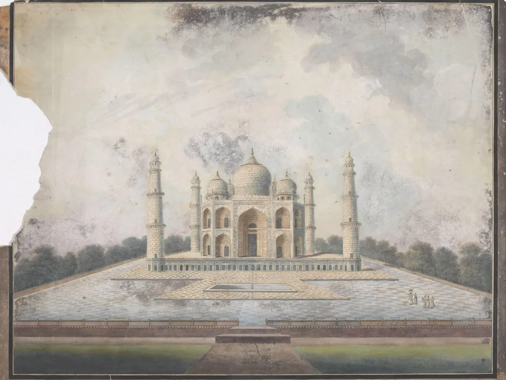 The Taj Mahal, Agra, by Unknown, paint, 1795