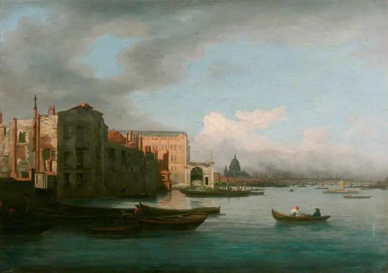 The Thames Looking Eastwards, with Somerset House, by Unknown