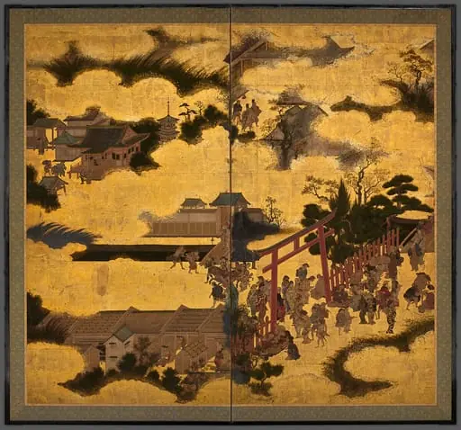 祇園大鳥居屏風|The Torii Gate of Gion Shrine, by Unknown