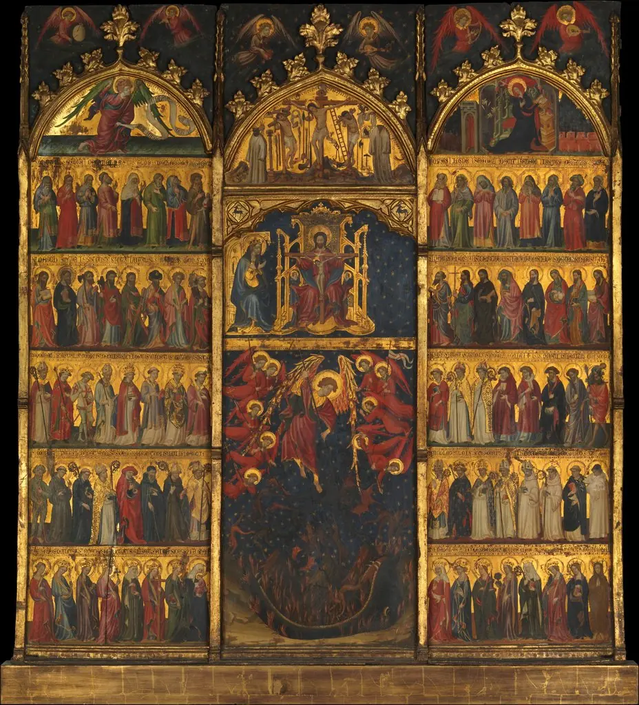 The Trinity Adored by All Saints, by Unknown, 1400