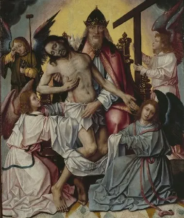 The Trinity with angels with the Arma Christi, by Unknown, oil, 1512