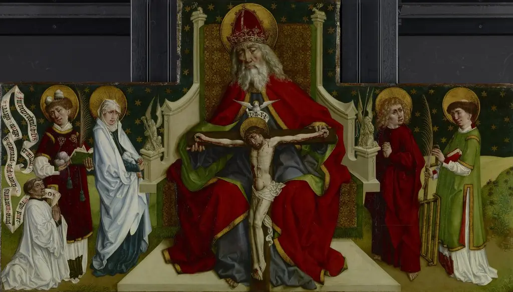The Trinity with the Virgin, Saints John the Evangelist, Stephen and Lawrence and a Donor, by Unknown, 1490
