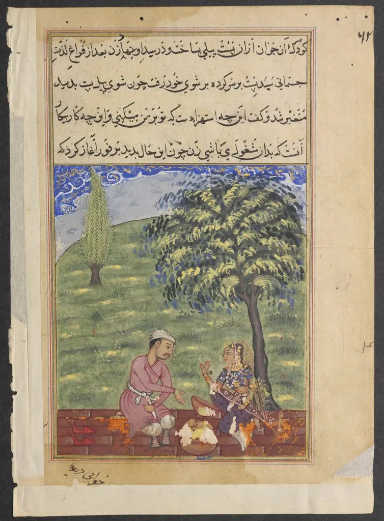 The unfaithful wife explaining away the presence of the dough elephant, from a Tuti-nama (Tales of a Parrot): Eighth Night, by Unknown