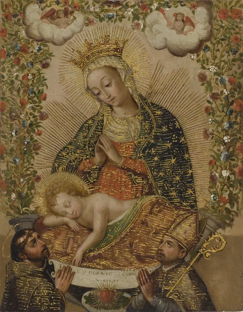 The Virgin Adoring the Christ Child with Two Saints (La Virgin adorando al Niño Jesús con dos santos), by Unknown