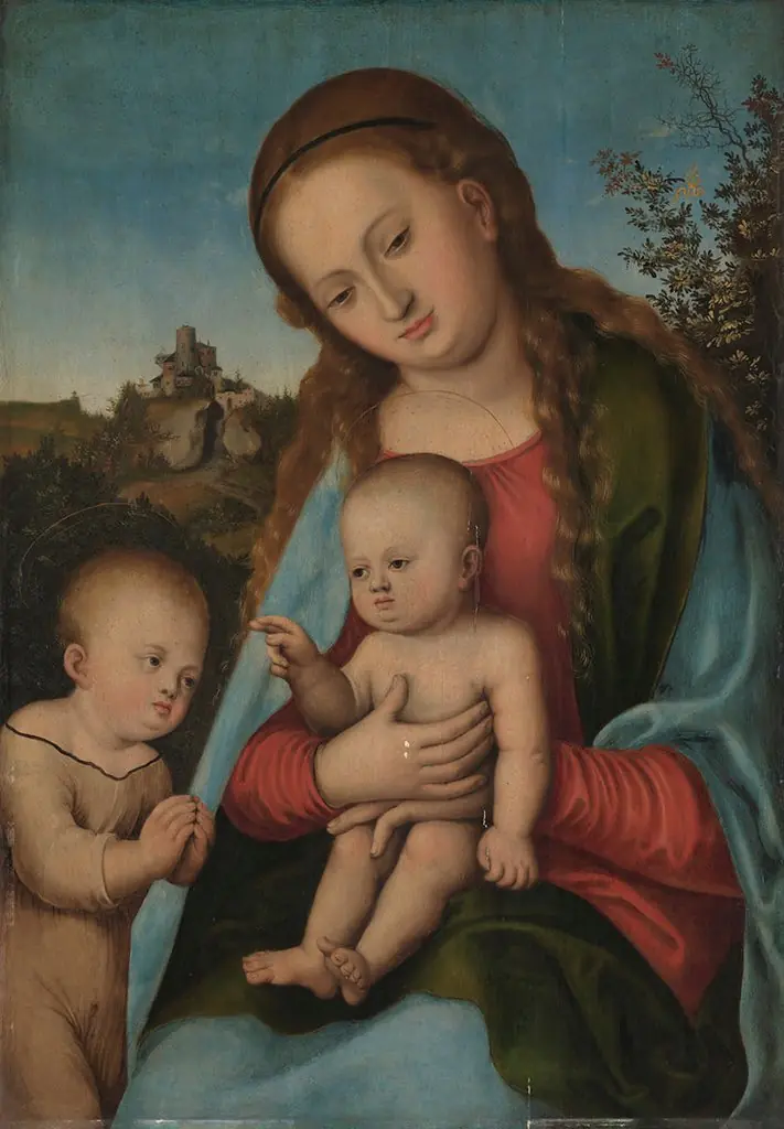 The Virgin and Child and St. John the Baptist as a boy, by Unknown
