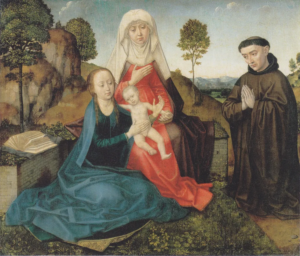 The Virgin and Child with a Franciscan Founder, by Unknown, oil, 1475