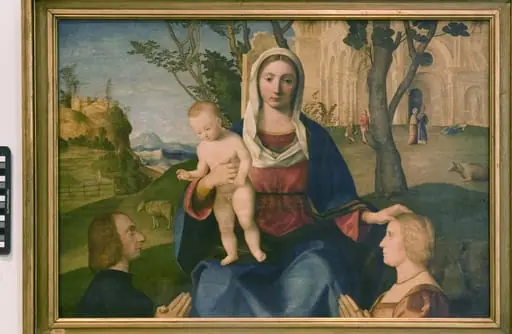 The Virgin and Child with a Male and a Female Donor, by Unknown