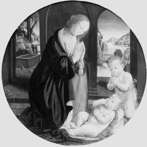 The Virgin and St. John Worshipping the Christ, by Unknown