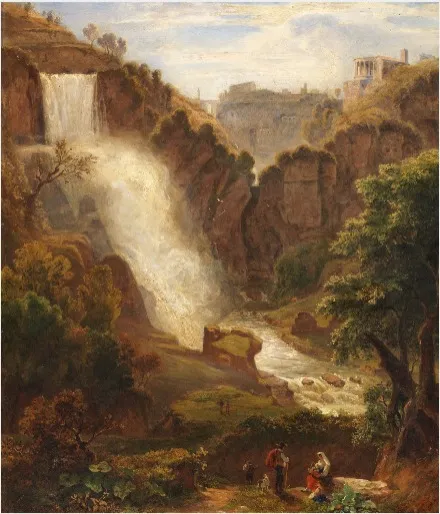 The Waterfall, Tivoli outside Rome, by Unknown, oil