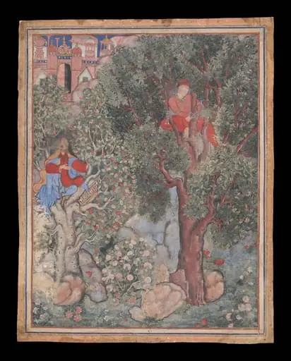 The Witch Anqarut ties Malik Iraj to a tree, by Unknown