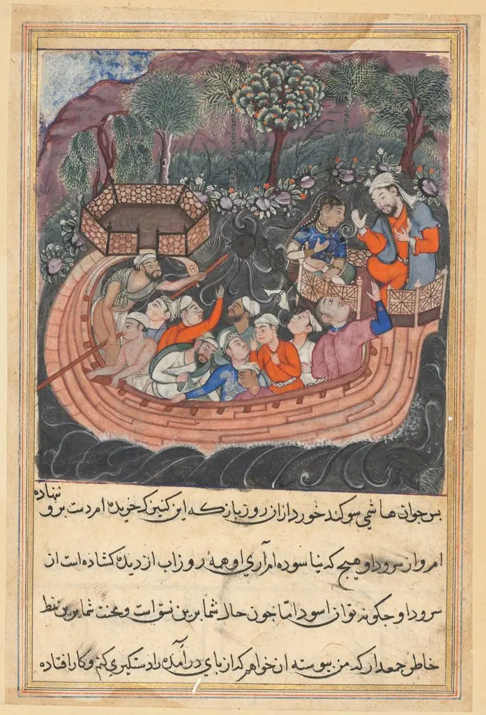 The young man of Baghdad reveals his true identity to the Hashimi, from a Tuti-nama (Tales of a Parrot: Forty-eighth Night, by Unknown
