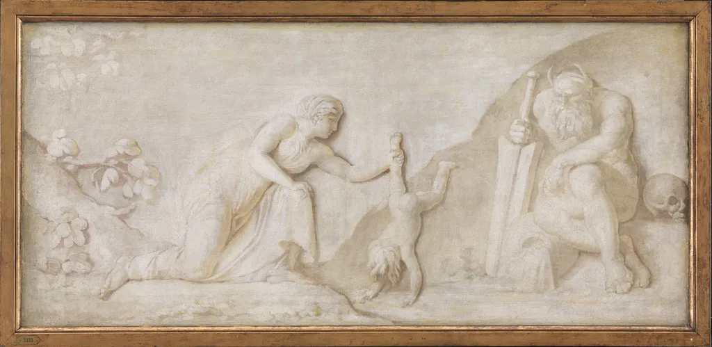 Thetis Immersing her Infant Son Achilles in the River Styx to Make him Invulnerable, by Unknown, 1796