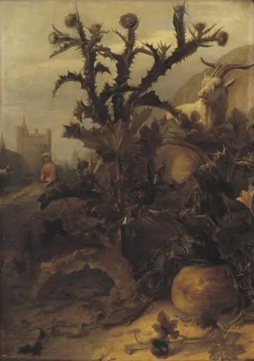 Thistle, Pumpkin and a Goat, by Unknown