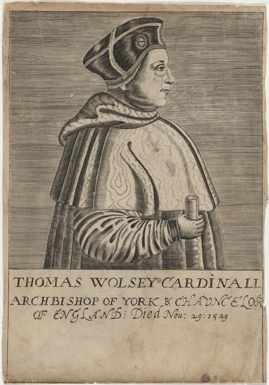 Thomas Wolsey, Cardinal, by Unknown, ink, 1598