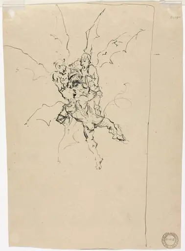Three Demons Holding a Knight (verso), by Unknown