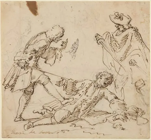 Three Men Fighting, by Unknown