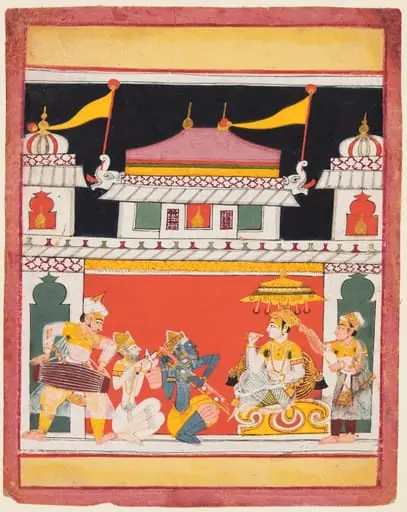 Three Musicians Perform Before a King: Shri Raga, from a Ragamala, by Unknown