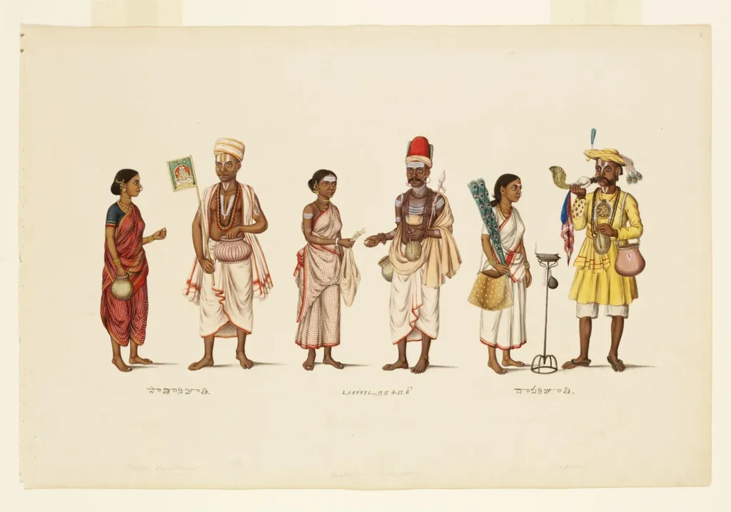 Three religious mendicant couples, by Unknown, paint, 1830