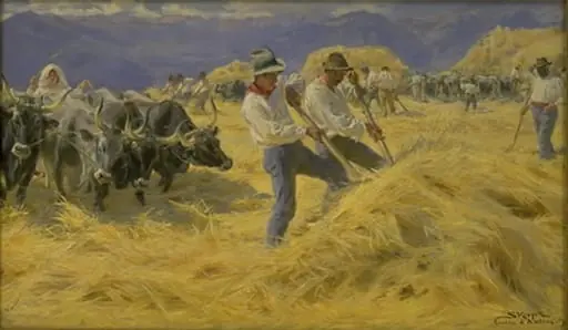 Threshing in the Abruzzi. Cività d'Antino, by Unknown