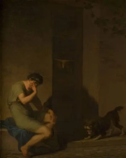 Tibullus Lamenting outside the Door of his Beloved, by Unknown