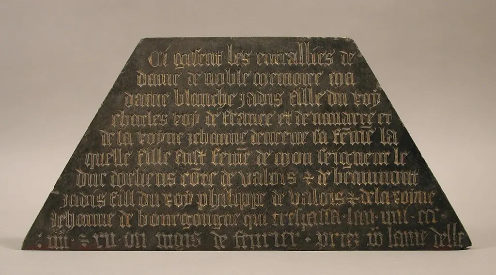 Tomb Plaque of Blanche of France (1328–92), daughter of Charles IV of France and Jeanne d'Evreux, by Unknown, 1396