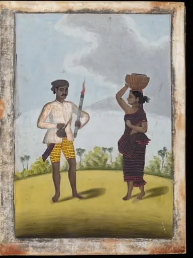 Torch-bearer and his wife, by Unknown