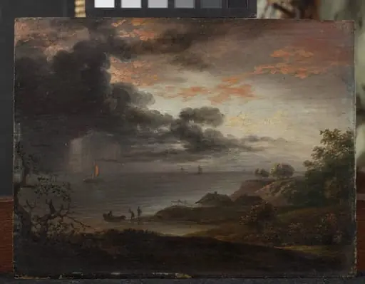 Tordenregn nedstyrtende i havet, by Unknown