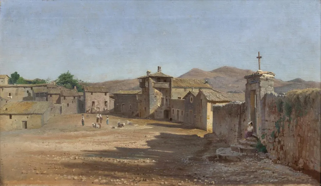 Torvet i Anticoli Corrado, Italien, by Unknown, 1873