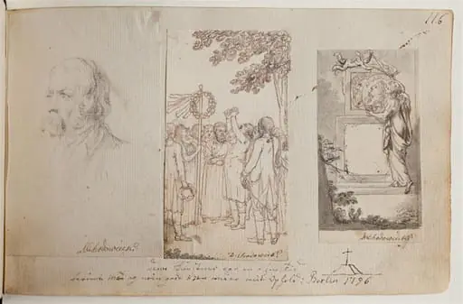 Tre indklæbede tegninger, by Unknown