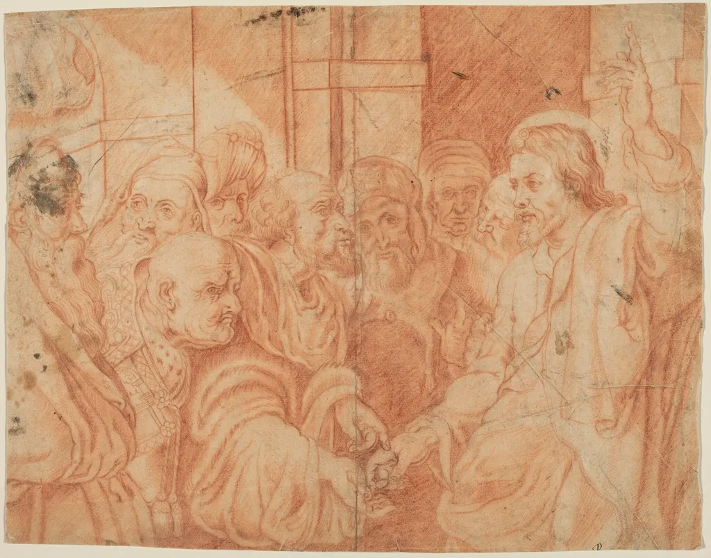 Tribute Money, by Unknown, chalk, 1608