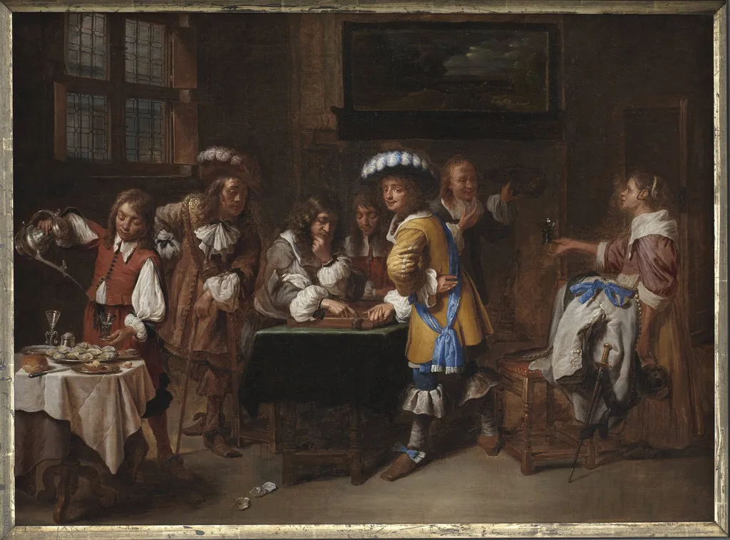 Trictrac Players, by Unknown, 1679